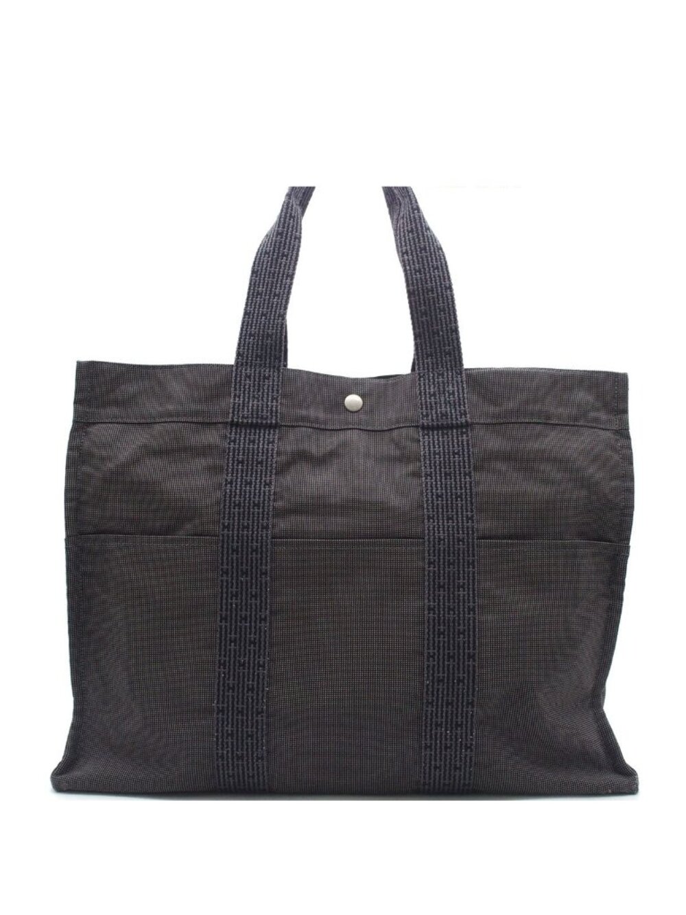 Hermes Her Line GM Gray Silver Nylon Canvas Tote Bag